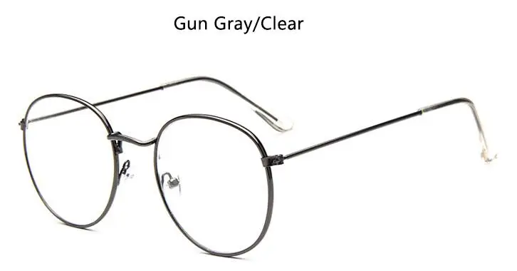 gun gray clear Винтажные овальные очки для женщин и мужчин, оптические оправы, прозрачные линзы, металлические круглые очки без рецепта, дамские модные очки для глаз - Цвет оправы: gun gray clear