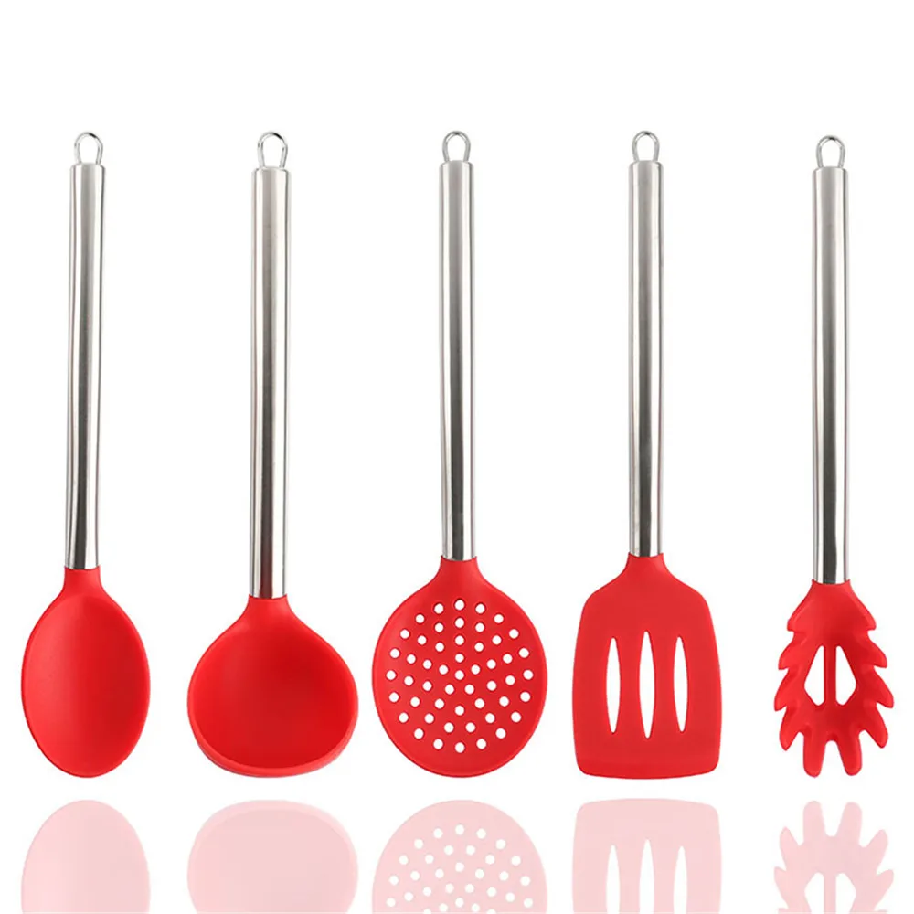 Stainless Steel Hand 5 шт./компл. без наклеек кухонная утварь Untensil практичный силикон лопатка Черпак ложка термостойкие кухонные приспособления для выпечки - Цвет: Stainless Steel Hand