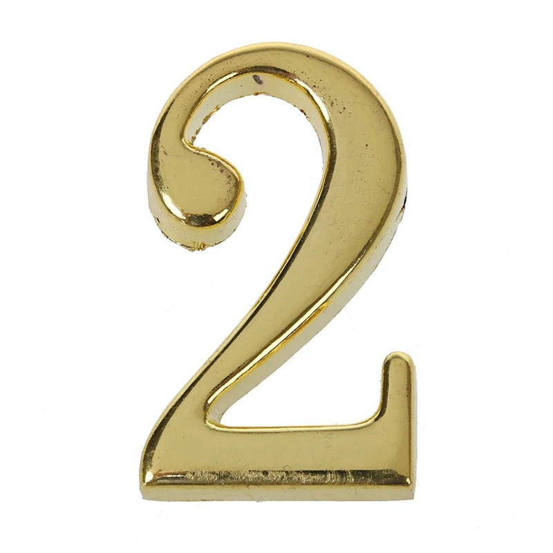 Hot 2Pcs Home Practical Gold House Hotel Door Address Plaque Number with Srew Plate Sign House 2& 3