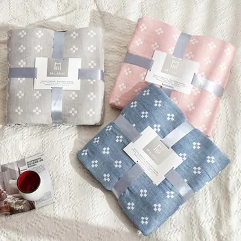 

Lightweight Muslin Cotton Military Throw Blanket For Students Travel Summer Bedding Coverlet Bedspread Green Blue Blanket