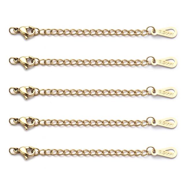 Stainless Steel Extended Extension Bracelet Necklace Tail Chain Lobster Clasps Connectors For DIY Jewelry Making Findings