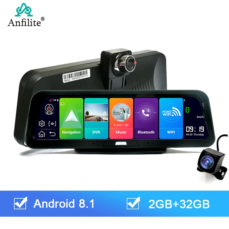 Автомобильный видеорегистратор Anfilite 10 дюймов Android 8 1 2 Гб + 32 ГБ ADAS GPS навигация 4G Wi