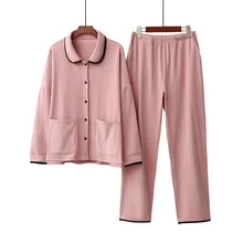 Toothpick Velvet Pajamas Set Double-sided Brushed Plus Fertilizer Lapel Cardigan Warm Casual Homewear cotton pajamas women