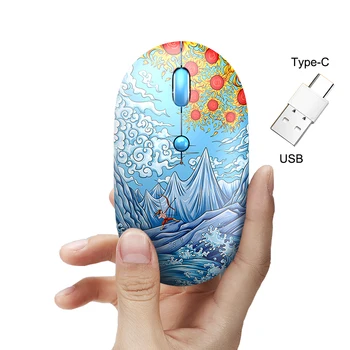 

2.4G Painted Rechargeable Wireless Mouse Optical Mouse Gamer USB Type C Receiver 1600DPI Silent Gaming Mouse Desktop For PC