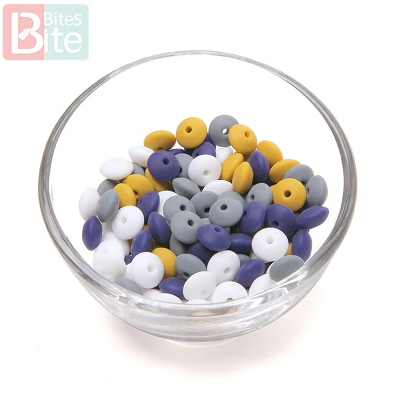 Navy-Mustard Series Кусачки 20 шт. 10 мм Силиконовые Бусины Abacus Lentils SoftBPA Бесплатный пищевой материал DIY ремесла Детские бусины, прорезыватель - Цвет: Navy-Mustard Series