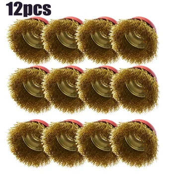 

12pcs/lot Wire Cup Brush / Wheel For Angle Grinder Crimped Brass Coated M14 Thread For Deburring New