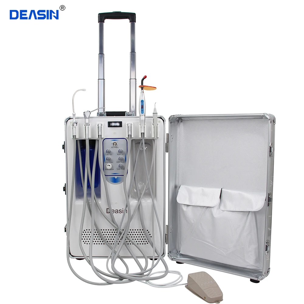 DEASIN Design Portable Dental Unit with Built in Ultrasonic Scaler & Oiless Air Compressor Motor for Dental Hospital, Clinics