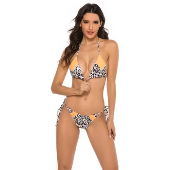 

@Leopard bikini LEOPARD PRINT SWIMSUIT women's sexy swimsuit Lace Up Bikini print stitching bikini beach suit