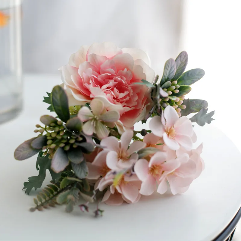 Искусственный Пион Hygrange, гибридный букет, шелковые цветы камелии для свадьбы, дома, вечерние украшения, искусственный цветок - Цвет: Розовый