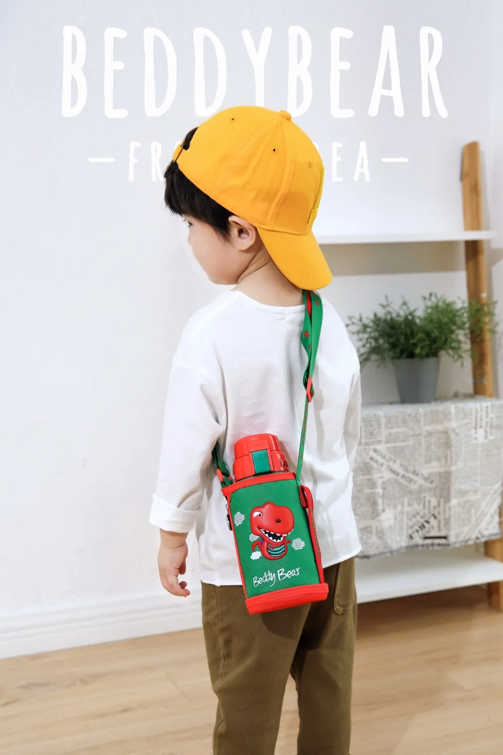 Beddybear бутылка для воды из нержавеющей стали детская Термокружка с животными милый мультяшный стакан с кружка с ремнем