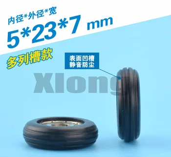 

5pcs 5 * 23 * 7mm, 23mm rubber covered plastic covered bearing pulley is embedded with 608 bearing outer diameter lifting wheel