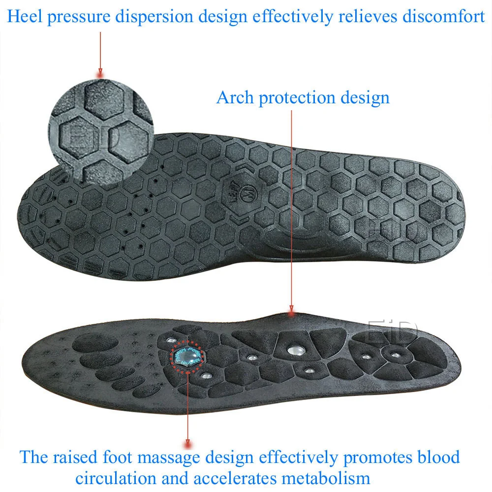 EiD Magnetic massage Insoles Shock Absorption Cushion Foot AcupressureTherapy Slimming Insoles for shoes Weight Loss Woman Men