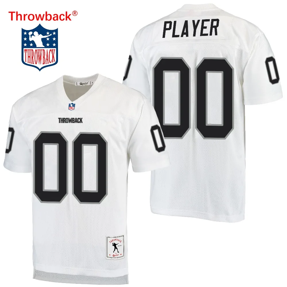 

Throwback Jersey Men's Oakland American Football Jersey Customize Any Number Name Size S-XXXL Color White Black Wholesale