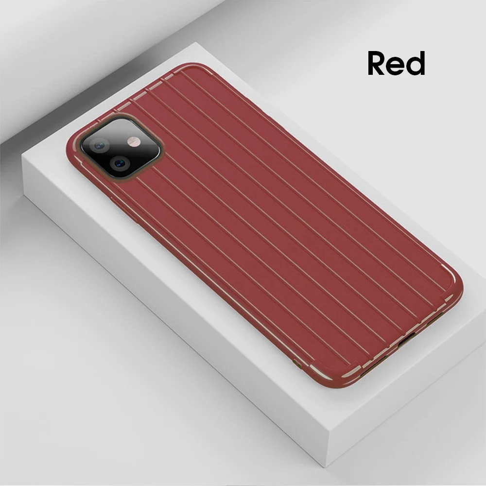 Чехол OTAO карамельного цвета для iPhone 11 Pro X XS Max, в полоску, противоударный, чехол для iPhone 6, 6s, 7, 8 Plus, Тонкий силиконовый чехол - Цвет: Dark Red