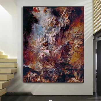 The Fall of the Damned by Peter Paul Rubens Painting Printed on Canvas 4