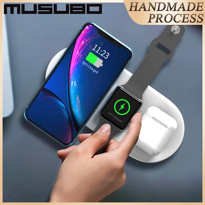 Беспроводное зарядное устройство Musubo 10 Вт для Apple Airpods 2 быстрое зарядное устройство для iWatch 2 3 4 iPhone 11 Pro Max Xs XR X 8 Plus Беспроводное зарядное устройство