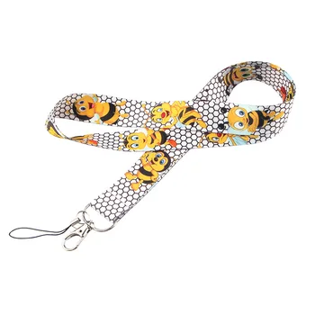 

20pcs/lot Small Bee Mobile Phone Hang Rope Cartoon Animation Lanyard Documents Key Halter Camera Long Neck Strap AT0463
