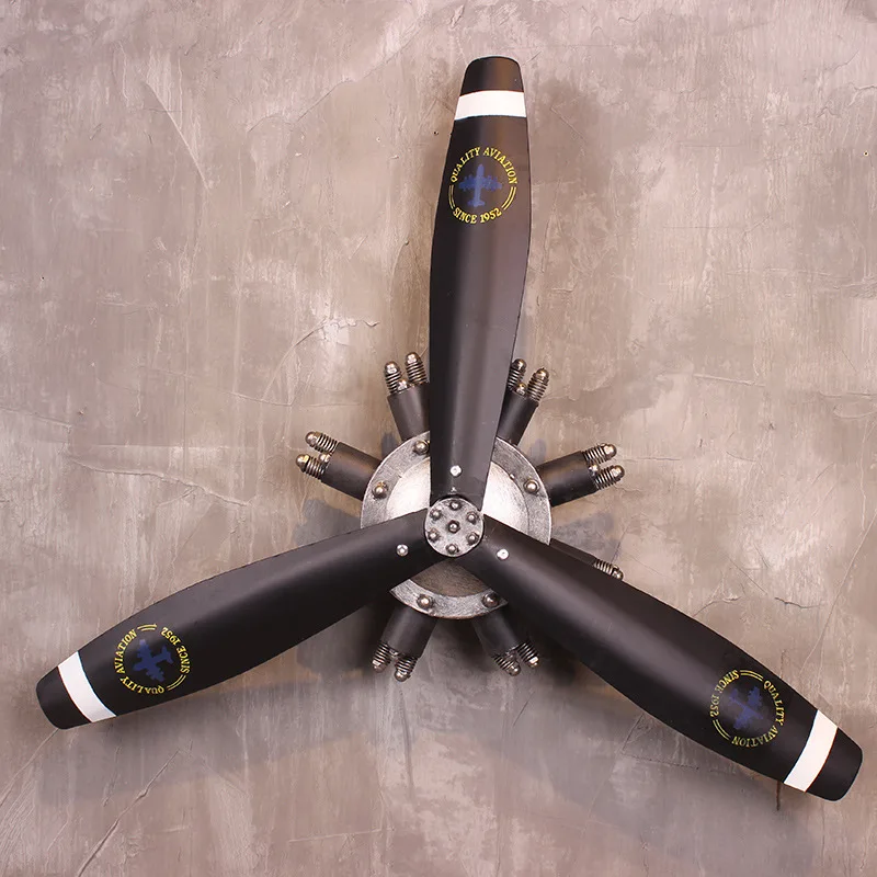 Большой металлический самолёт пропеллер в стиле ретро настенное украшение