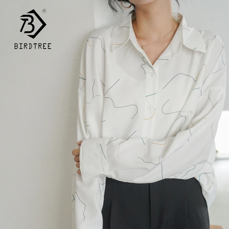 Korean Loose Elegant Women Chiffon Turn Down Collar Long Sleeve Blouse Office Lady Casual Shirt 2020 Spring T01807M | Женская одежда
