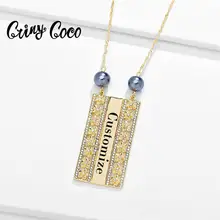 Cring Coco Personalized Name Jewelry Custom Necklace Flower Necklaces Pendants Hawaiian Crystal Gift 2020 New Wedding for Women