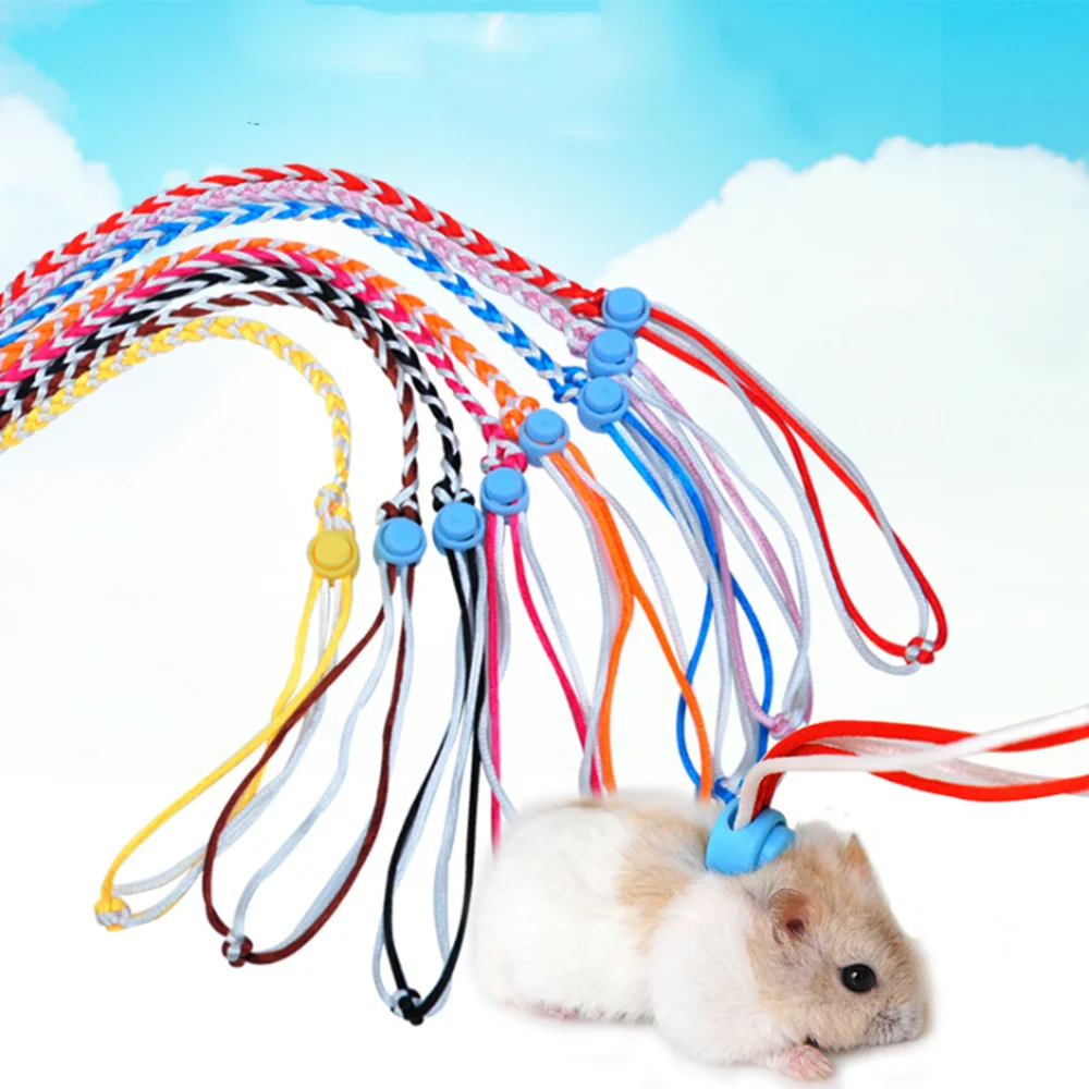 

1pc Woven Small Pet Leash Collar Guinea Pig Squirrel Hamster Rabbit Traction Rope Separable Leashes For Walking Random Color