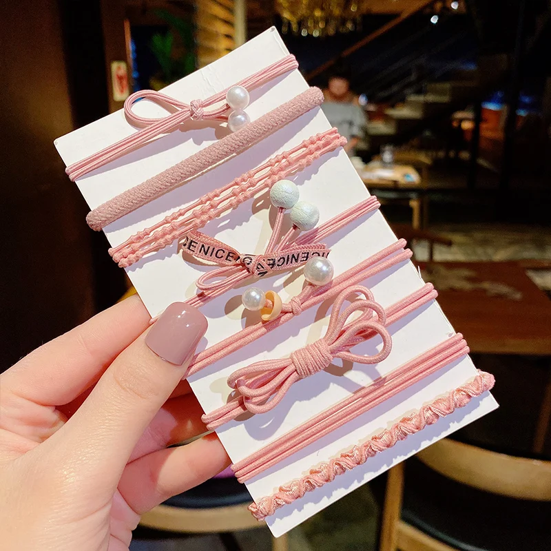 8pcs 11 1 комплект, новинка, элегантные милые эластичные резинки для волос в виде цветка для женщин и девочек, резинка для волос, резинка для волос, повязка на голову, набор аксессуаров для волос - Цвет: 8pcs 11