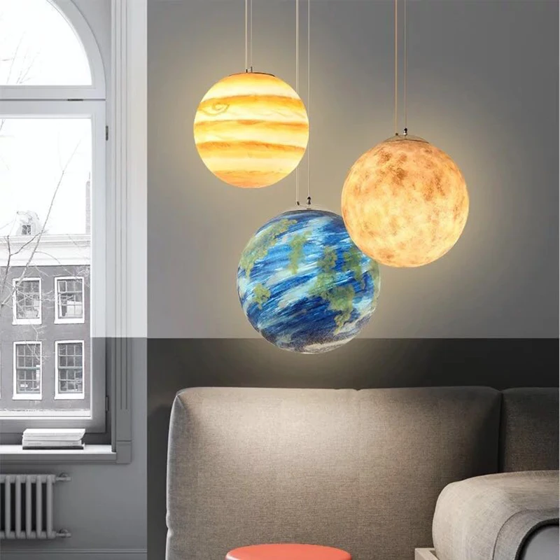 Нордическая планета Подвеска светильник креативный подвесной светильник E27 акриловый шар Подвесная лампа детская комната лампа мальчик светильник девушка подсветка