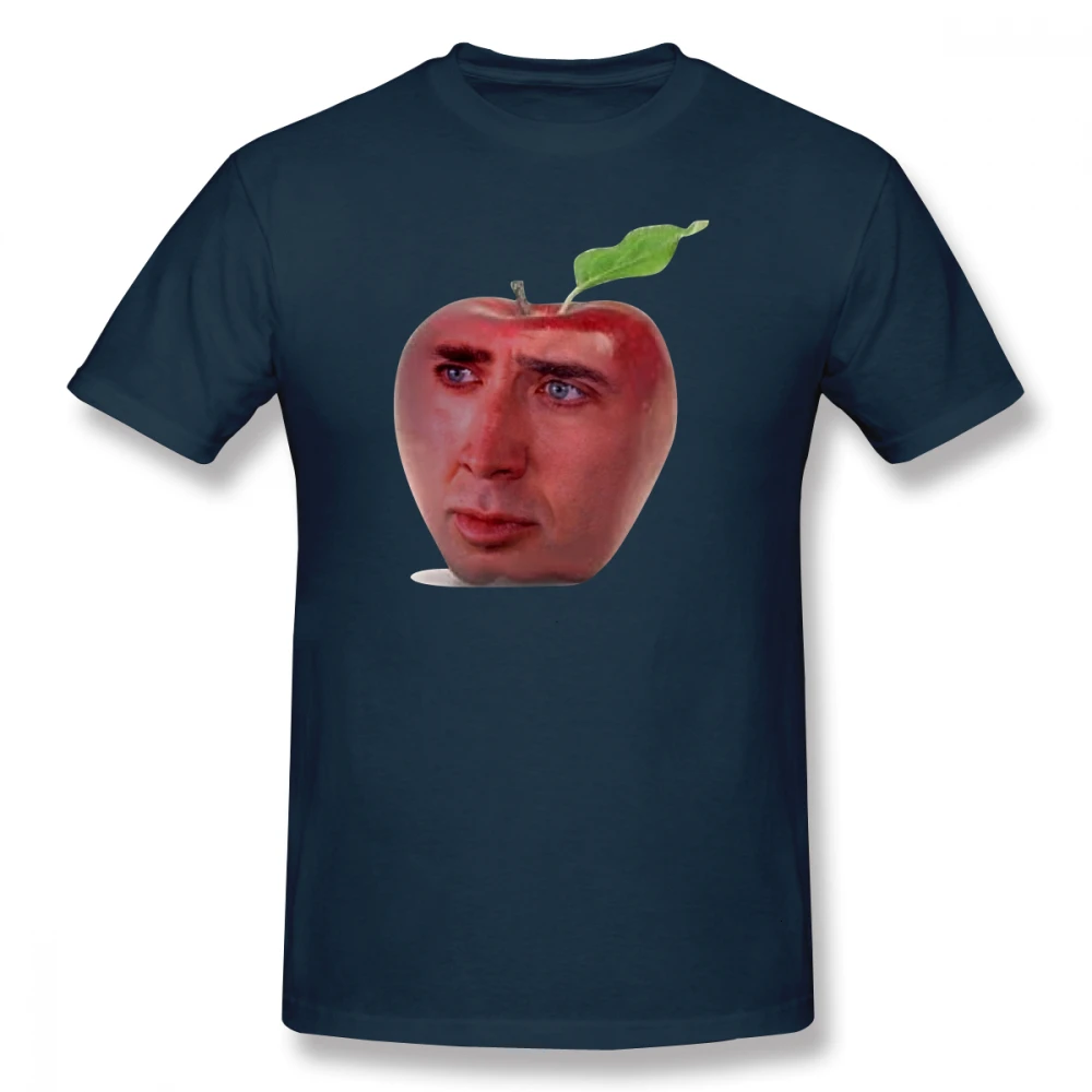 HKFZ Nicolas Cage футболка Nicolas Cageu Apple футболка уличная одежда с графическим принтом Футболка с коротким рукавом хлопок забавная футболка - Цвет: Navy Blue