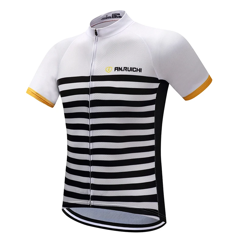 Unisex Summer Cycling Jersey Black Stripes Breathable Quick Dry Short