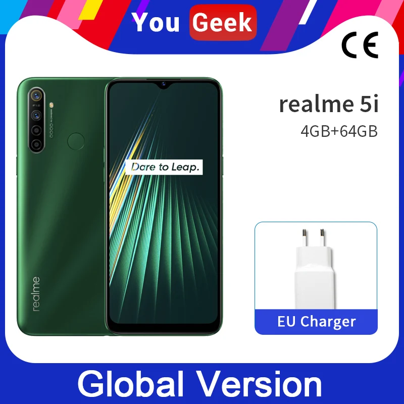 Realme 5i смартфон с восьмиядерным процессором Snapdragon 665 ОЗУ 4 Гб ПЗУ 64 ГБ 5000 мАч 10