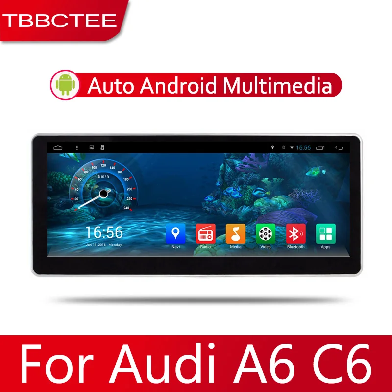 Discount Car Android System 1080P IPS LCD Screen For Audi A6 A6L C6 2004~2011 Car Radio Player GPS Navigation BT WiFi AUX 2