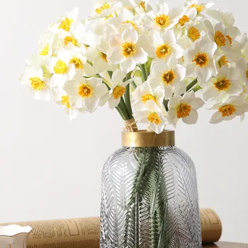 

3 bouquet Rural Style Real Touch Artificial Bouquet Silk Simulation Daffodil Home Office Wedding Arrangement Decoration