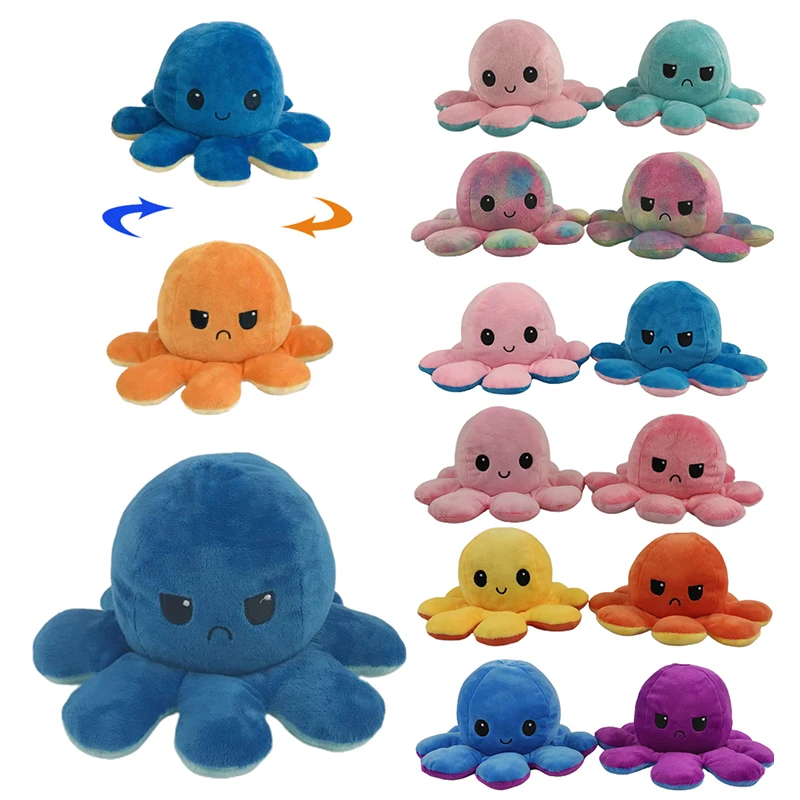 

Reversible Flip Octopus Stuffed Plush Doll Soft Simulation Toy Color Chapter Filled Child