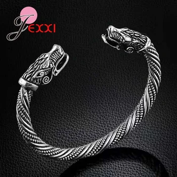 

Opening Tibetan Silver Wolf Head Womens Mens Cuff Bangle Bracelet Accessories Decoracion Jewelry