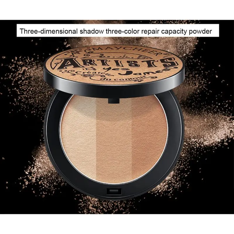3 Colors Face Powder Highlighter Facial Highlighter Bronzer Powder Brighten Shading Powder Cosmetic