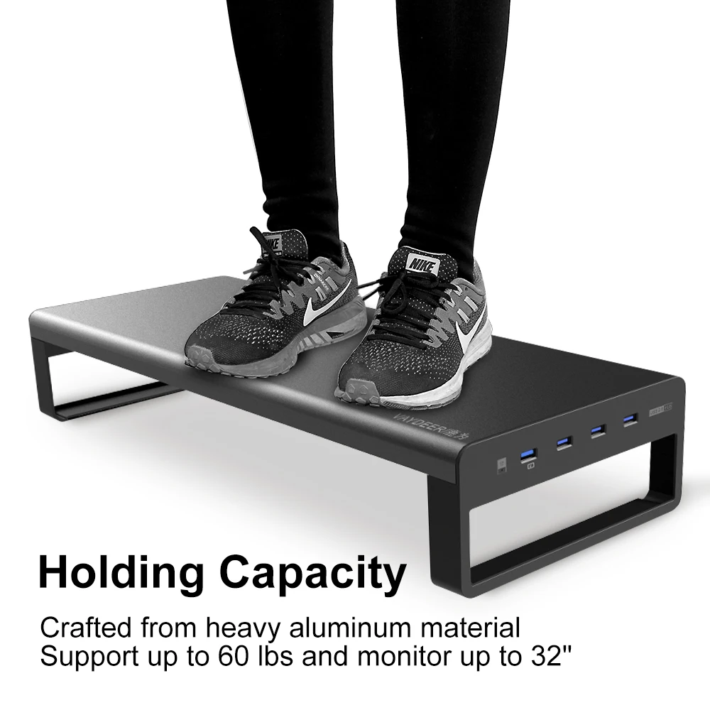  USB3.0 Wireless Charging Aluminum Monitor Stand Riser Support Transfer Data and ChargingKeyboard an