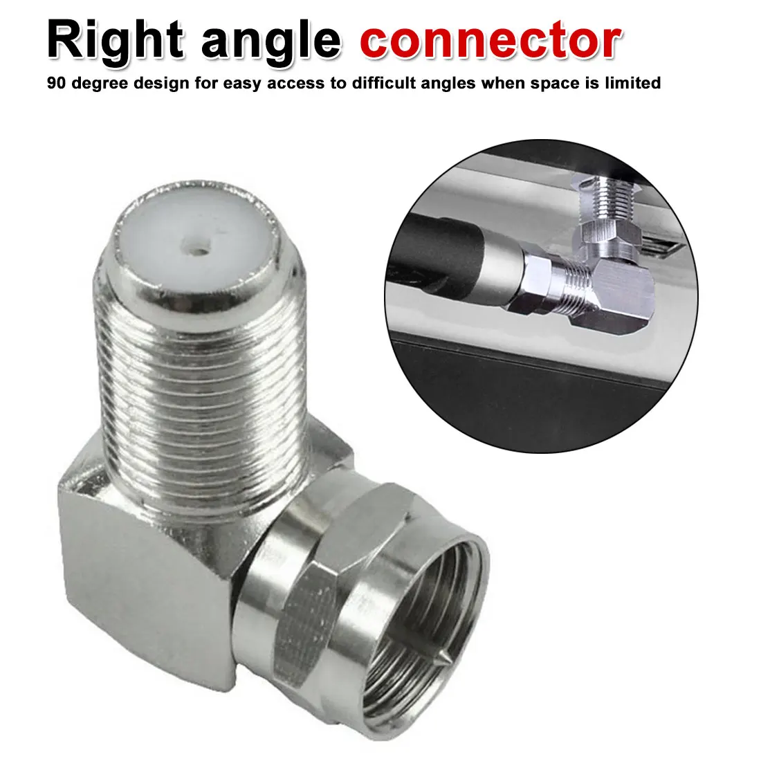 

5pcs Adapter Connector 90 Degree Coaxial Connector Waterproof Connection F Male To F Female Adapter Connector RG6 RG5 New Sale