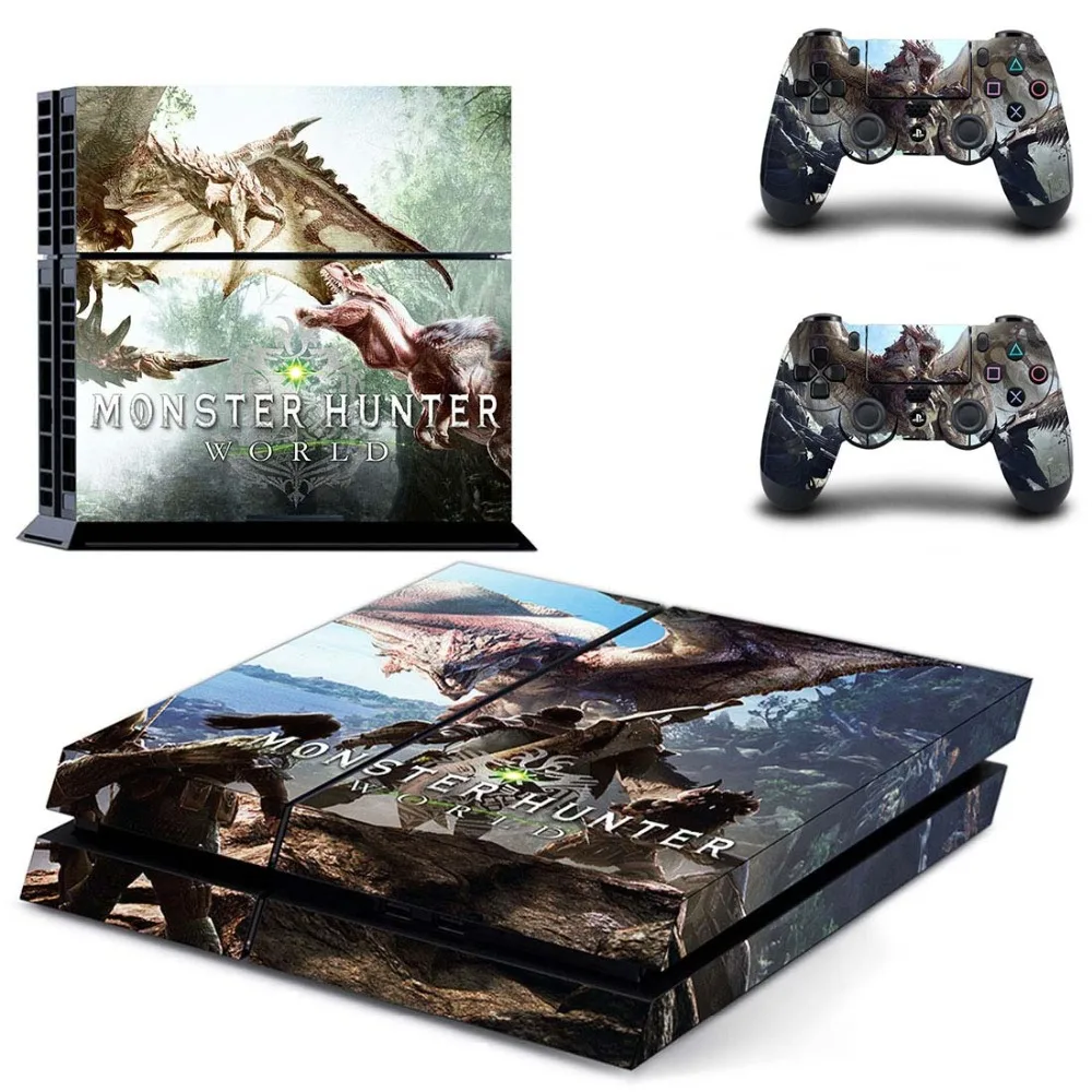 Monster Hunter World полное покрытие лицевые панели наклейка для PS4 Наклейка для playstation 4 консоль и контроллеры наклейка для PS4 виниловая наклейка