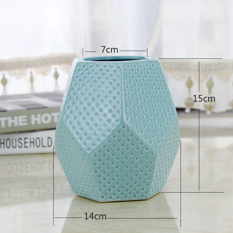 Creative Multi-faceted Geometric Vase Ceramic Flower Pot Flower Basket Flower Vase Decoration Home Nordic Decoration