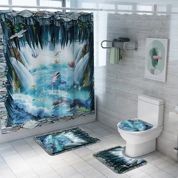 

Waterproof Shower Curtain for the Bathroom Bathing Home Decoration with 12 Hooks