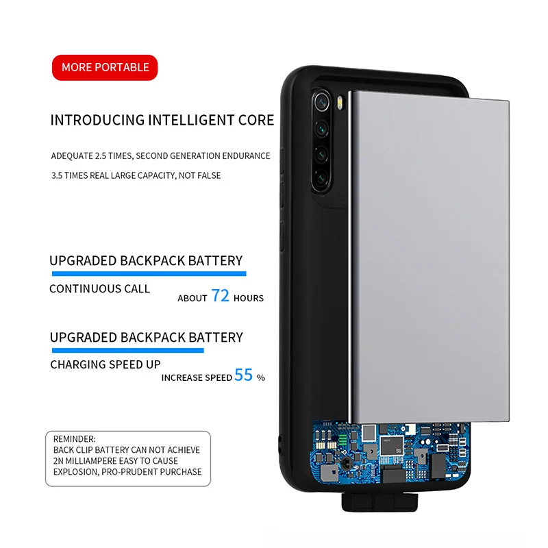Чехол для зарядного устройства телефона Redmi note8 note 8 pro внешний аккумулятор на 5000