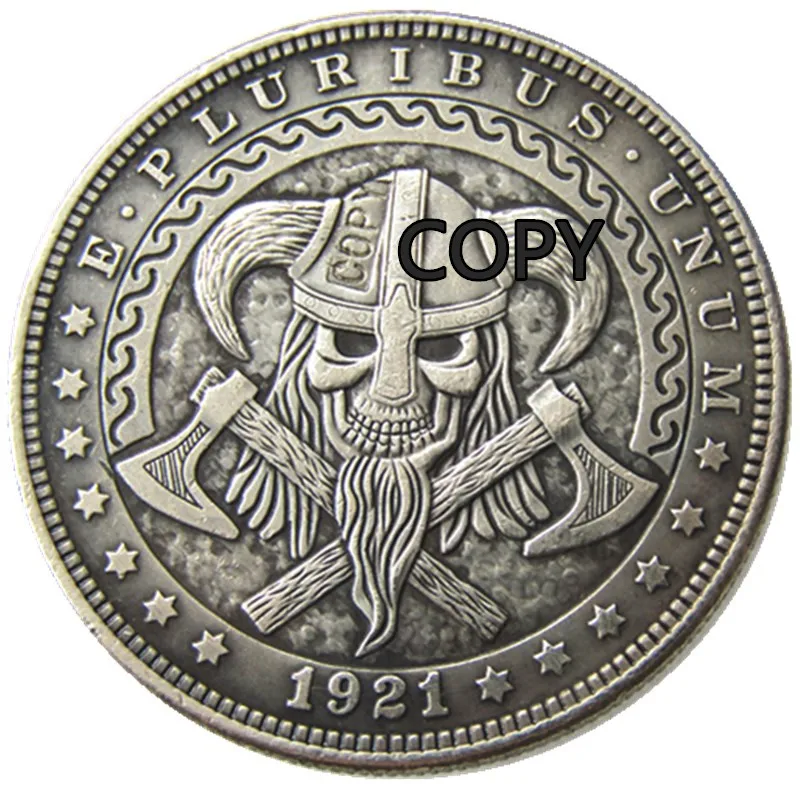 

HB(81)HN US 1921 Morgan Dollar Skull Zombie Skeleton Copy Coins