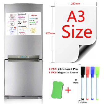 

Magnetic Whiteboard Dry Erase White Board Drawing Writing Bulletin Board Fridge Stickers Kid School Office Gift 4 Pen 1Eraser