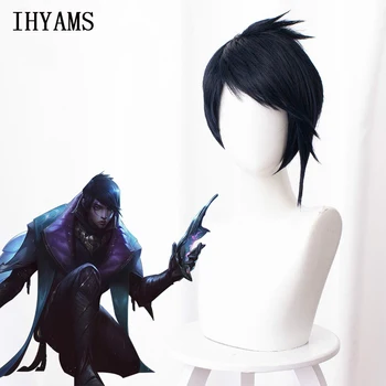 

Aphelios Wigs Men's Navy Blue Short Cosplay Wigs Synthetic Costume Halloween Party Wigs Hair + Free Wig Cap