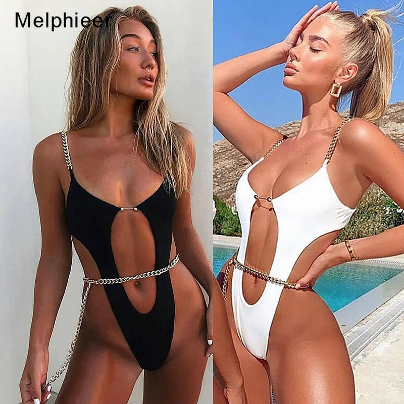 Melphieer 2020 сексуальный женский купальник цепи Цельный монокини пляжная одежда