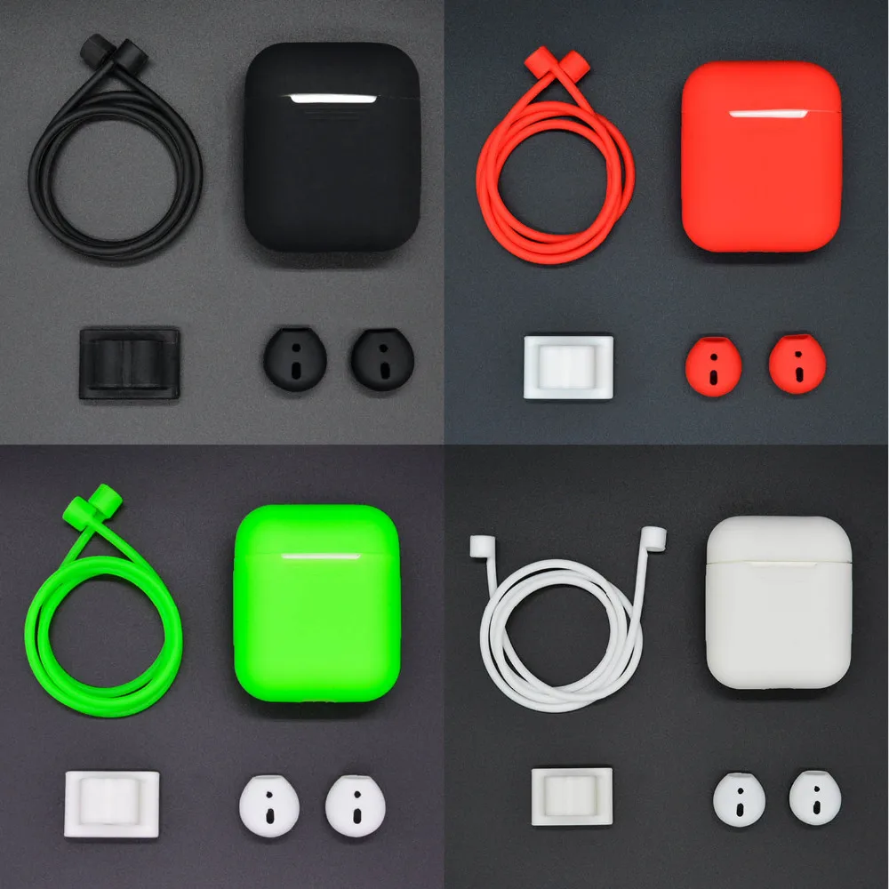 Earphone Protector Set for Apple Airpods Portable Silicone Strap Cover Case Air Pods Headset Accessories Supplies | Мобильные