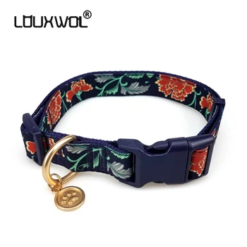 

Soft Webbing Dog Collar Nice Pattern Printing for Small Medium Large Dog Outdoor Walking Pet Products Dog Accessories Floral