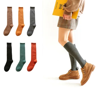 

Calf Socks Black Socks Women Stockings Japanese Socks College Style High-tube Combed Cotton Simple
