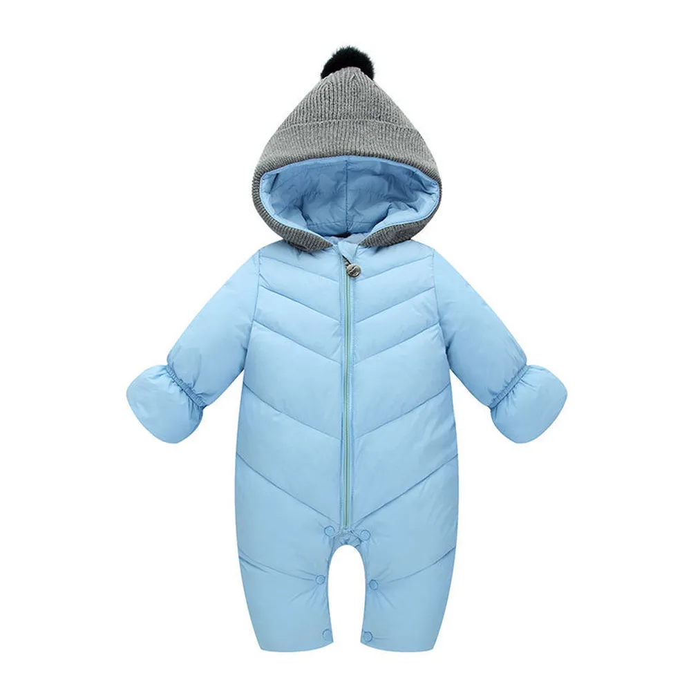 Одежда для маленьких мальчиков и девочек; зимние комбинезоны с капюшоном для новорожденных; одежда из плотного хлопка; комбинезон; Детский костюм; комбинезон для малышей