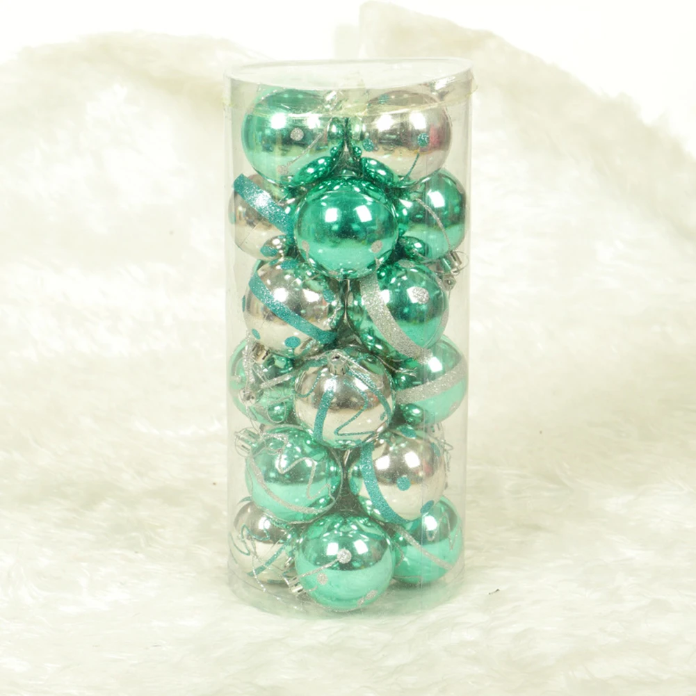 24pcs/set 6cm Christmas Tree Ball Pendant Baubles DIY Xmas Party Wedding Hanging Ornaments Decorations